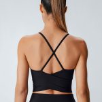 Black V Neck X-Cross Sports Bra - Medium Support