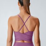 Purple V Neck X-Cross Sports Bra