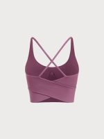 Purple V Neck X-Cross Sports Bra - Image 6