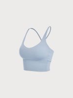 Light Blue V Neck X-Cross Sports Bra - Medium Support - Image 10