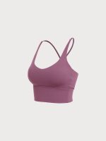 Purple V Neck X-Cross Sports Bra - Image 7