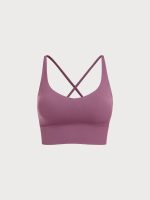 Purple V Neck X-Cross Sports Bra - Image 5