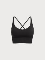 Black V Neck X-Cross Sports Bra - Medium Support - Image 5