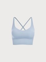 Light Blue V Neck X-Cross Sports Bra - Medium Support - Image 8