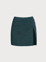Dark Green Textured Cover up Skirt - Image 6