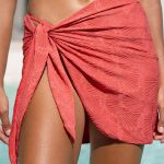 Red Jacquard Cover up Skirt