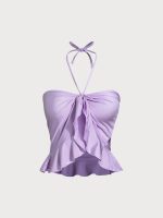 Purple Ruffled Multi-Way Cover Up Skirt - Image 12