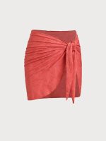Red Jacquard Cover up Skirt - Image 5