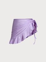 Purple Ruffled Multi-Way Cover Up Skirt - Image 9