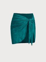Dark Green Jacquard Cover-up Skirt - Image 8
