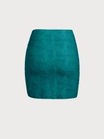 Dark Green Jacquard Cover-up Skirt - Image 9
