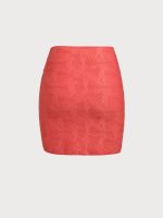 Red Jacquard Cover up Skirt - Image 6