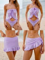 Purple Ruffled Multi-Way Cover Up Skirt - Image 8