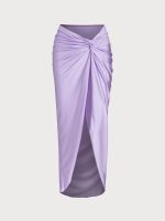 Purple Pleated Cover-up Skirt - Image 6