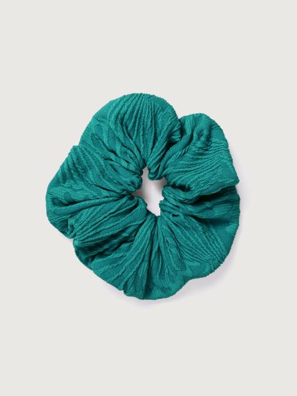 Dark Green Jacquard Scrunchie