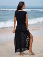 Black V Neck Beach Dress - Image 2