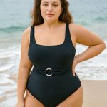 Black U-shape Plus Size One-Piece Swimsuit