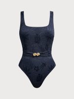 Blue Shimmer Textured One-Piece Swimsuit - Image 7