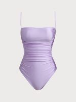 Purple Ruched X Cross One-Piece Swimsuit - Image 6
