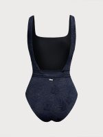 Blue Shimmer Textured One-Piece Swimsuit - Image 8