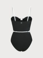 Black Contrast Underwire One-Piece Swimsuit - Image 7