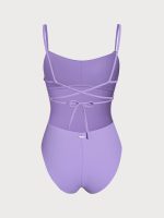 Purple Ribbed Cross Back One-Piece Swimsuit - Image 8
