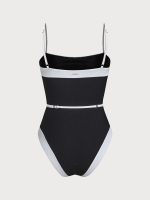 Black Contrast Gleam One-Piece Swimsuit - Image 8