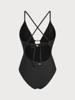 Black Gold-Accented One-Piece Swimsuit - Image 6