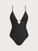Black Gold-Accented One-Piece Swimsuit - Image 5