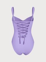Purple Cross Back Tummy Control One-Piece Swimsuit - Image 8