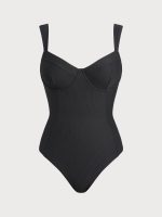 Black Cross Back Tummy Control One-Piece Swimsuit - Image 10