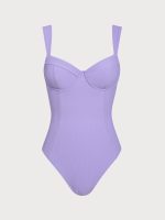 Purple Cross Back Tummy Control One-Piece Swimsuit - Image 7