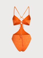 Orange Starfish Cut Out One-Piece Swimsuit - Image 7