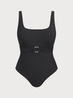 Black U-shape Plus Size One-Piece Swimsuit - Image 6
