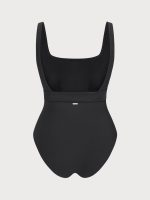 Black U-shape Plus Size One-Piece Swimsuit - Image 7