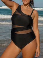 Wide Strap Plus Size One-Piece Swimsuit - Image 3