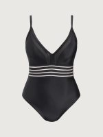 Black Cut Out Plus Size One-Piece Swimsuit - Image 4