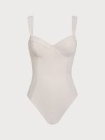 White Cross Back Tummy Control One-Piece Swimsuit - Image 6