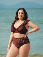 Brown Polka Dot Plus Size Bikini Bottom - Image 4