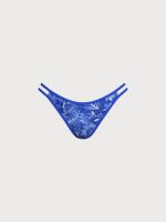 Blue Leaf Print Cutout Bikini Bottom - Image 5