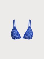 Blue Leaf Print Strappy Bikini Top - Image 9