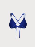 Blue Leaf Print Strappy Bikini Top - Image 10