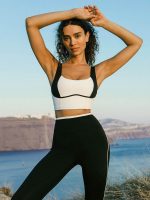 White Contrast Square Neck Sports Bra - Light Support - Image 3