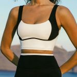 White Contrast Square Neck Sports Bra - Light Support