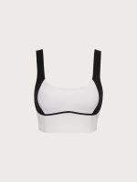 White Contrast Square Neck Sports Bra - Light Support - Image 5