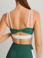 Green Contrast Twist Sports Bra