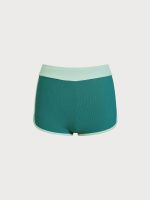 Green Contrast High-Waisted Surf Shorts - Image 4