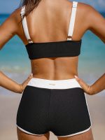 Black Contrast High-Waisted Surf Shorts - Image 2