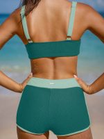 Green Contrast High-Waisted Surf Shorts - Image 2