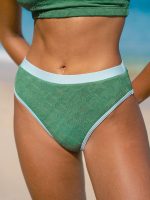Dark Green Jacquard High Cut Surf Bottoms